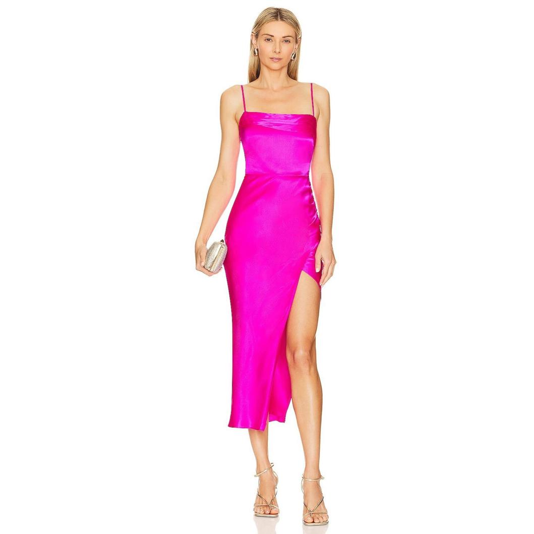 Revolve Nicholas Draped Midi Dress In Electric Pink Size 2 Nwt $495 Msrp